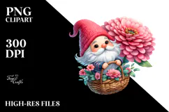 Floating Gnome with Large Zinnia PNG Product Image 2