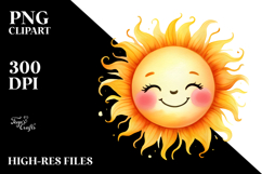 Watercolor Simple Smiling Sun PNG Product Image 2