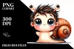 Watercolor Baby Snail Clipart Product Image 3