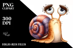 Watercolor Baby Snail Clipart Product Image 3