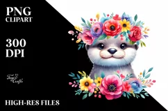 Vibrant Otter with Flower Crown PNG Product Image 1