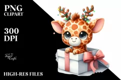 Cool Giraffe with Reindeer Horns PNG Product Image 3