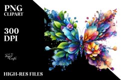 Vibrant Butterfly with Flowers, PNG Product Image 3