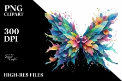 Vibrant Butterfly with Flowers, PNG Product Image 1