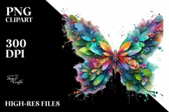 Vibrant Butterfly with Flowers, PNG Product Image 3