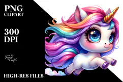 Running Baby Unicorn Drawing, Transparent PNG Product Image 2