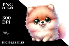 Cute Cartoon Pomeranian with Big Eyes PNG Product Image 2