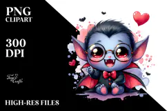 Cute Vampire with Love Sign PNG Product Image 2