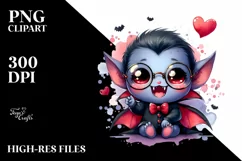 Cute Vampire with Love Sign PNG Product Image 3