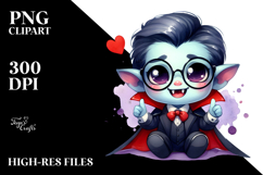 Cute Vampire with Love Sign PNG Product Image 2