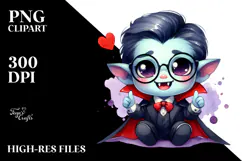 Cute Vampire with Love Sign PNG Product Image 2