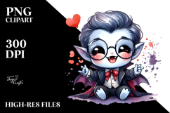 Cute Vampire with Love Sign PNG Product Image 2
