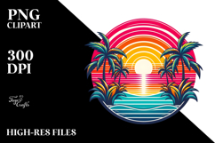Rainbow Sunset, Retro Tropical PNG Product Image 2