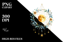 Vibrant Boho Moon with Foliage and Stars Product Image 2