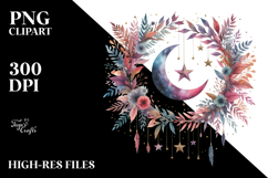 Vibrant Boho Moon with Foliage and Stars Product Image 2