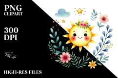 Cute Sun Watercolor PNG Product Image 2