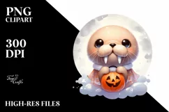 Digital Baby Walrus Halloween PNG Product Image 1