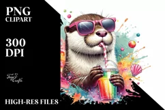 Quirky Otter with Straw Art | Sublimation | Clipart Product Image 3