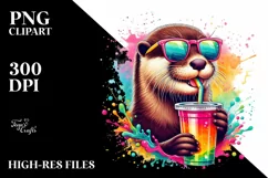 Colorful Otter with Straw | Sublimation | Clipart Product Image 3