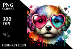 Detailed Puppy with Heart-Shaped Sunglasses, PNG Product Image 2