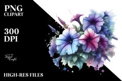 Watercolor Petunia Splash Clipart Product Image 1