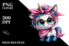 Watercolor Baby Unicorn Clipart Product Image 3