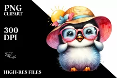 Colorful Layered Watercolor Cute Baby Penguin Product Image 1