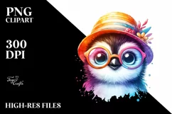 Colorful Layered Watercolor Cute Baby Penguin Product Image 3