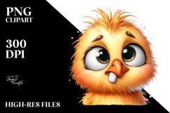 Watercolor Chick Portrait with Goofy Teeth Clipart Product Image 2