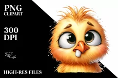 Watercolor Chick Portrait with Goofy Teeth Clipart Product Image 3
