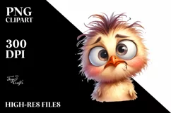 Watercolor Chick Portrait with Goofy Teeth Clipart Product Image 1