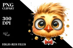 Watercolor Chick Portrait with Goofy Teeth Clipart Product Image 3