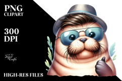 cute Baby Walrus with Sunglasses PNG Product Image 2