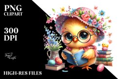 Vibrant Baby Chicken Sitting with Book PNG Product Image 2