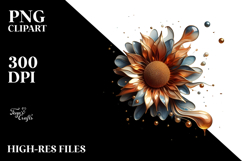 Glossy Sunflower Watercolor Splash, PNG Product Image 2