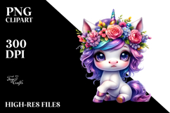 Cute Baby Unicorn Playing with Expressive Face PNG Product Image 2