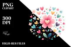 Simple Boho Flower with Heart Petals PNG Product Image 2