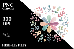 Boho Heart Flower PNG Product Image 2