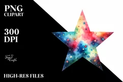 Colorful Watercolor Simple Star Clipart Product Image 1