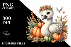 Whimsical Cute Swan Pumpkin Clipart Product Image 1