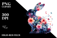 Sitting Bunny Silhouette made of Abstract Flowers, White Product Image 2