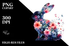 Sitting Bunny Silhouette made of Abstract Flowers, White Product Image 2