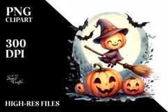 Watercolor Style Funny Halloween Clipart, Transparent PNG Product Image 3