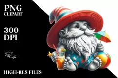 Gnome in Beach Wear with Red Hat PNG Product Image 1