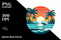 Retro Tropical Island Sunset | Sublimation | Clipart Product Image 3