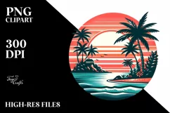 Retro Tropical Island Sunset | Sublimation | Clipart Product Image 1