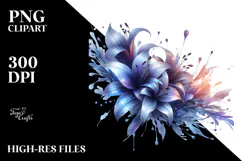 Shiny Lobelia Watercolor Splash, PNG Product Image 2