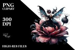 Gothic Fairy on Flower, High-Res PNG Product Image 2