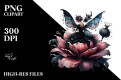 Gothic Fairy on Flower, High-Res PNG Product Image 2