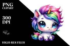 Vibrant Cute Baby Unicorn PNG Product Image 2